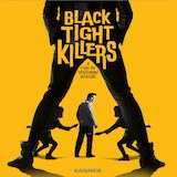 “Stylized cover art for Black Tight Killers Blu-ray with silhouetted female assassins, Akira Kobayashi, and bold yellow pop-art background.”