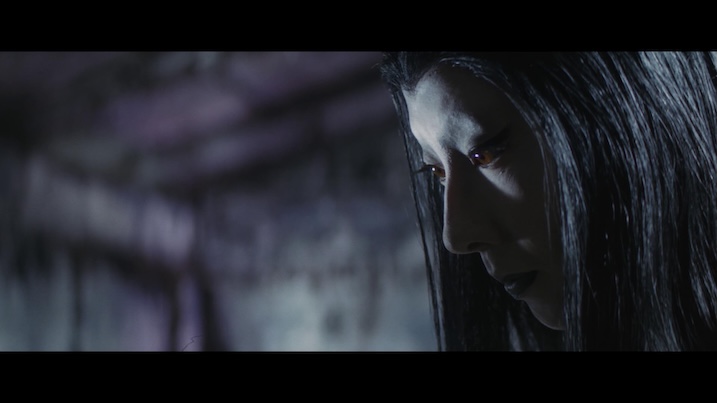 Profile of Yuki – Side profile of Yuki in The Snow Woman (1968), with pale skin and long black hair, bathed in cool light.