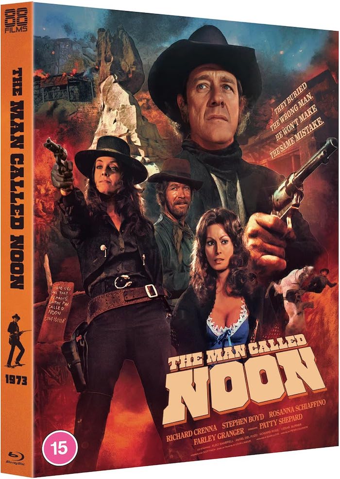 88 Films Blu-ray packaging of The Man Called Noon (1973), limited edition slipcase with new artwork by Sean Longmore featuring Richard Crenna and cast.