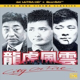 City on Fire 1987 Blu-ray cover art with black-and-white portraits of the main cast and red title text.